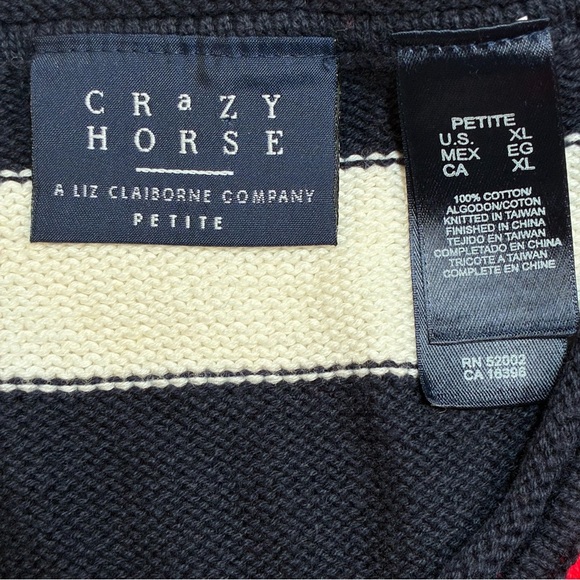 Crazy Horse Liz Claiborne Red White Blue Stars Stripes Sweater Tank Flag XL Pet - Picture 9 of 10